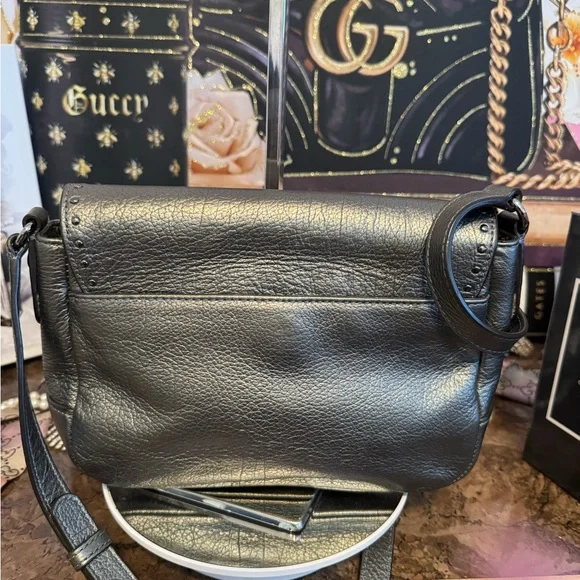 Henri Bendel Metallic Studded Flap Crossbody NWT - Picture 8 of 13